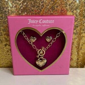 Juicy Couture Gold Tone Heart Necklace and Earring Set